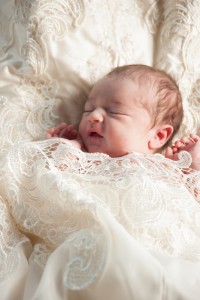 newborn in weddinggown