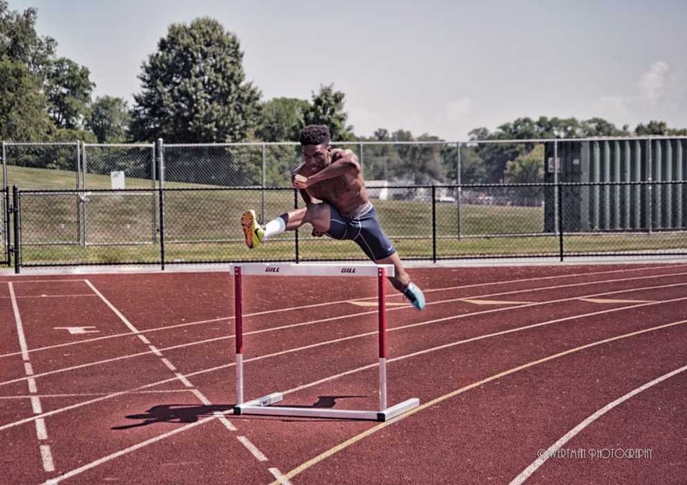 hurdles and sprint track